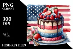 Vintage Cake with USA Flag | Sublimation Clipart Product Image 1