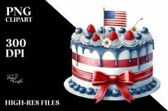 Vintage Cake with USA Flag | Sublimation Clipart Product Image 3