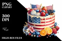 Vintage Cake with USA Flag | Sublimation Clipart Product Image 1