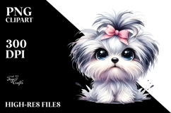 Cute Maltese with Big Eyes PNG Product Image 2
