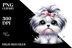 Cute Maltese with Big Eyes PNG Product Image 2