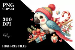 Cute Baby Macaw on Sleigh PNG Product Image 3