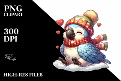 Cute Baby Macaw on Sleigh PNG Product Image 3