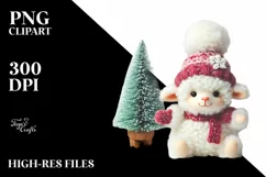 Winter Retro Cute Baby Lamb PNG Product Image 2
