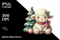 Winter Retro Cute Baby Lamb PNG Product Image 2