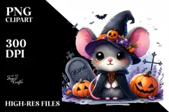 Simple Baby Mouse Halloween Grave Clipart Product Image 1