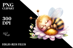 Cute Baby Bee Sleeping, PNG Product Image 2