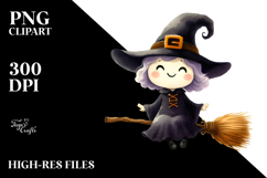 Funny Witch Watercolor Image, PNG Product Image 2