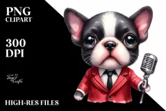 Watercolor Baby Boston Terrier | Sublimation Clipart Product Image 1