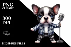 Watercolor Baby Boston Terrier | Sublimation Clipart Product Image 1