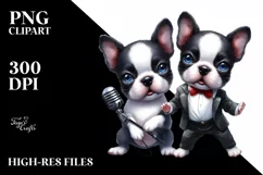 Watercolor Baby Boston Terrier | Sublimation Clipart Product Image 3