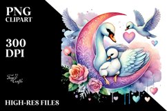 Baby Swan on Half Moon Heart PNG Product Image 2
