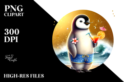 Penguin Circle Drinking Cocktail PNG Product Image 2