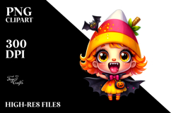 Funny Ghoul Girl with Candy Corn Dress PNG Product Image 2