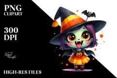 Funny Ghoul Girl with Candy Corn Dress PNG Product Image 2