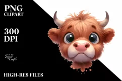 Funny Baby Expressive Highland Cow PNG Product Image 1