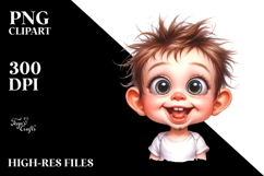 Funny Baby Portrait with Big Eyes Watercolor Clipart Product Image 2