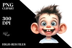 Funny Baby Portrait with Big Eyes Watercolor Clipart Product Image 2