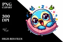 Colorful Baby Swallow Sleeping | Sublimation | Clipart Product Image 1