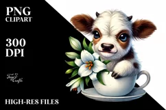 Smiling Highland Cow with Lily, Transparent PNG Product Image 2