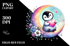 Adorning Baby Penguin on Half Moon, PNG Product Image 2
