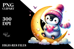 Colorful Baby Penguin on Cloud PNG Product Image 2