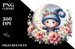 Adorable Gnome with Rhododendron PNG Product Image 2