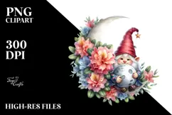 Adorable Gnome with Rhododendron PNG Product Image 2