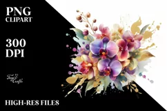 Colorful Abstract Bouquet with Gold Foil and Orchid Product Image 1