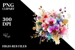 Colorful Abstract Bouquet with Gold Foil and Orchid Product Image 2