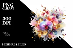 Colorful Abstract Bouquet with Gold Foil and Orchid Product Image 3