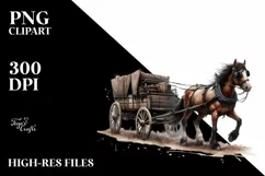 Vintage Dirty Horse Wagon | Sublimation Clipart Product Image 1