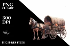 Vintage Dirty Horse Wagon | Sublimation Clipart Product Image 1