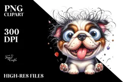 Cute Bulldog with Crazy Fur PNG Product Image 2