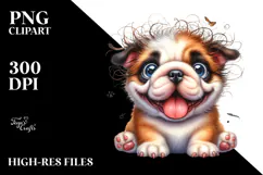 Cute Bulldog with Crazy Fur PNG Product Image 2