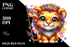 Vibrant Watercolor Goofy Cute Baby Lion, PNG Product Image 2