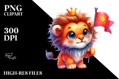 Vibrant Watercolor Goofy Cute Baby Lion, PNG Product Image 2
