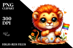 Vibrant Watercolor Goofy Cute Baby Lion, PNG Product Image 2