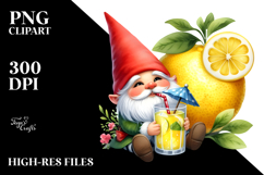 Whimsical Gnome Drinking Cocktail with Lemon PNG Product Image 2