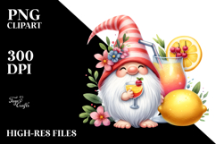 Whimsical Gnome Drinking a Cocktail with Lemon PNG Product Image 2