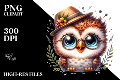 Cute Baby Owl with Cool Haircut, PNG Product Image 2