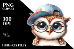 Cute Baby Owl with Hat, Transparent PNG Product Image 2