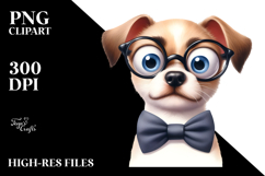 Playful Dog with Bow Tie, Soft Drop Shadow PNG Product Image 2