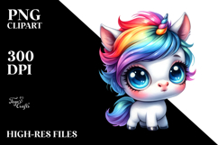 Watercolor Baby Unicorn with Cool Haircut PNG Product Image 2