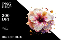 Abstract Golden Hibiscus PNG Product Image 2
