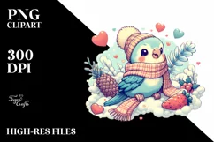 Cute Baby Parrot on Sleigh PNG Product Image 3