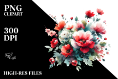 Washed Red Flowers | Clipart Product Image 2