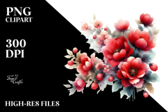 Washed Red Flowers | Clipart Product Image 2