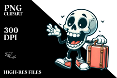 Silly Skull with Suitcase, Vector Art PNG Product Image 2
