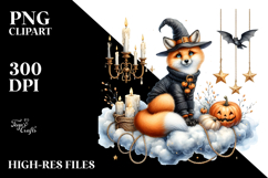 Fox on Halloween Cloud with Candles PNG Product Image 2